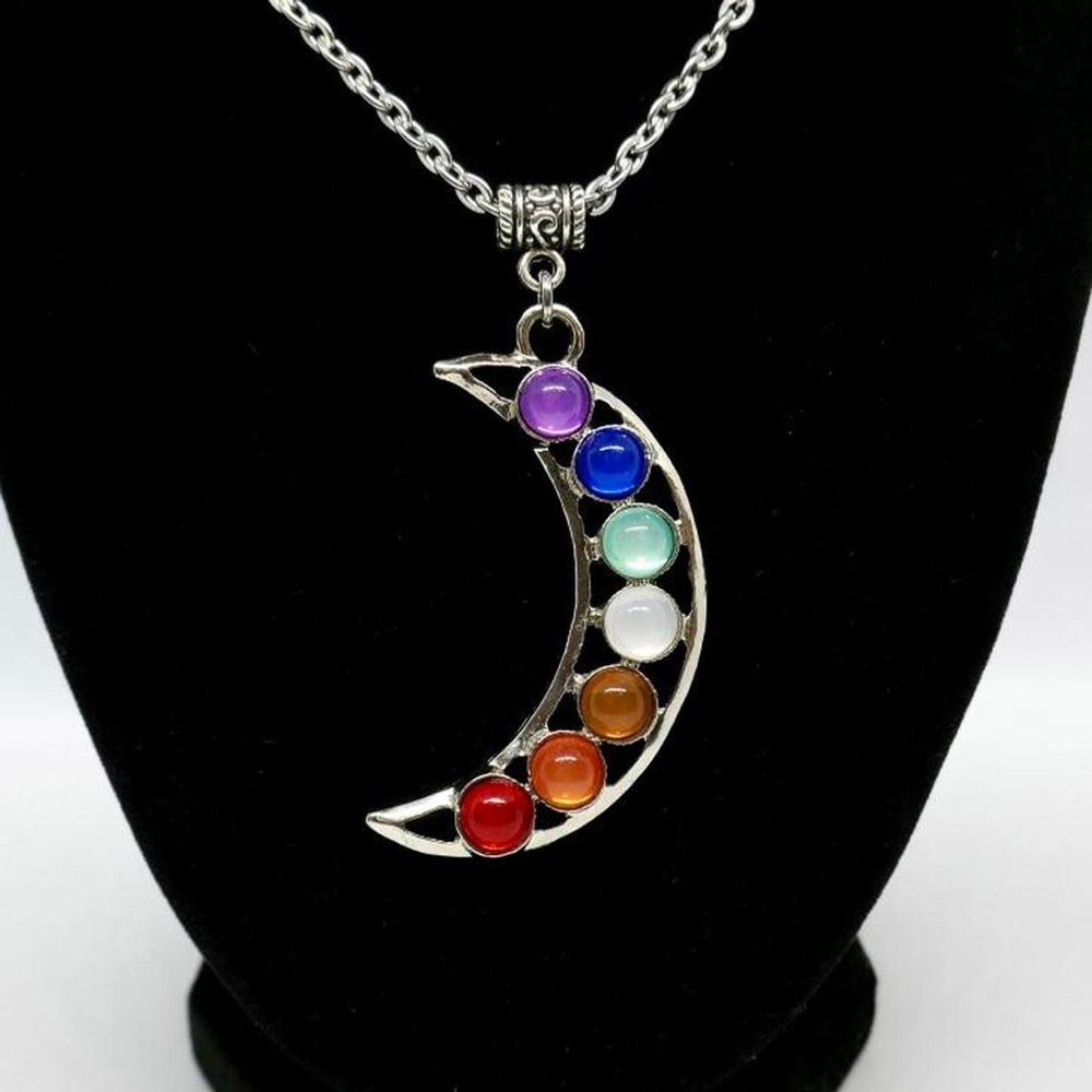Chakra Crescent Moon Necklace